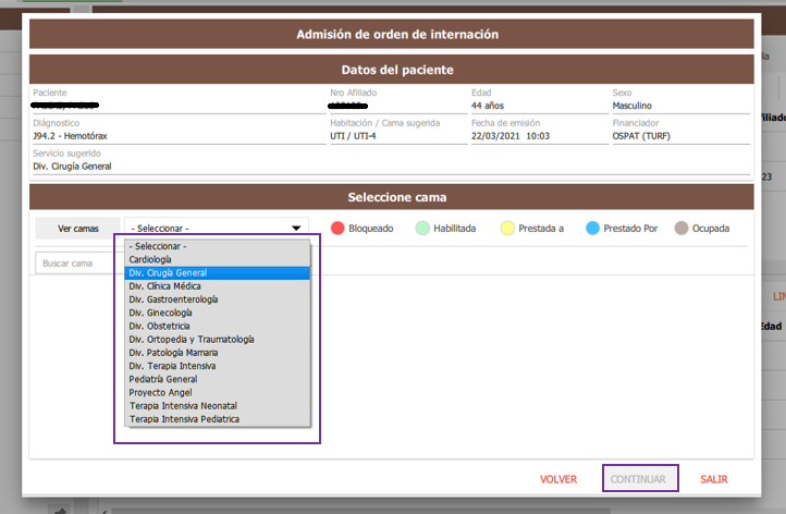 seleccionar servicio