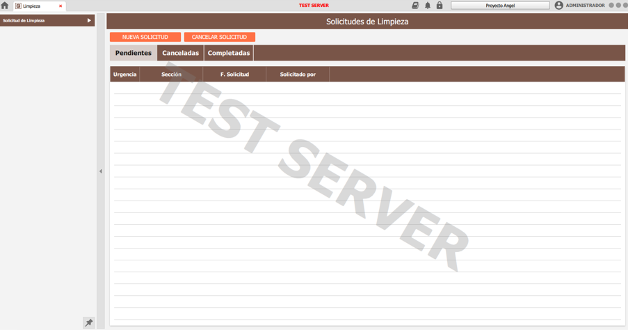 solicitud de limpieza