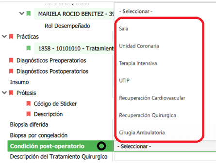 condicion post-operatoria