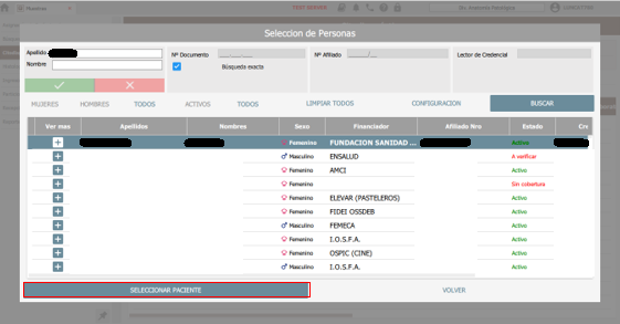 seleccionar paciente