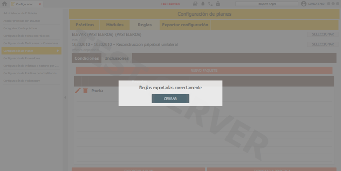 reglas exportadas correctamente