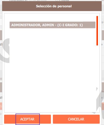 seleccionar y aceptar