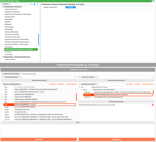 creacion de tratamientos desde HC