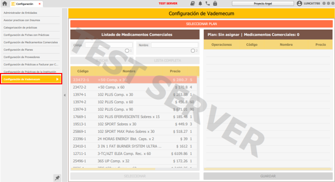 configuracion de vademecum