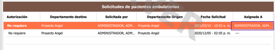 profesional asignado