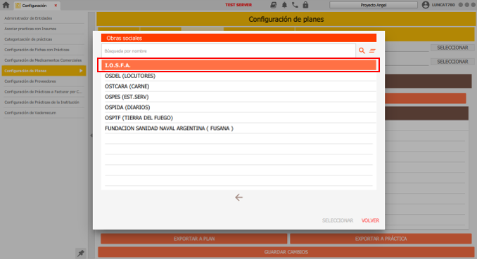 seleccionar obra social