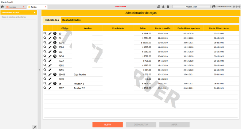 administrador de cajas