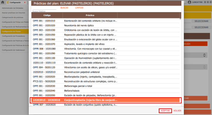 seleccionar practica y aceptar