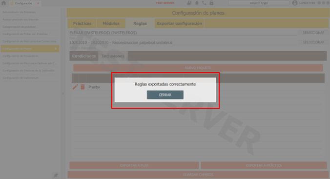 reglas exportadas correctamente