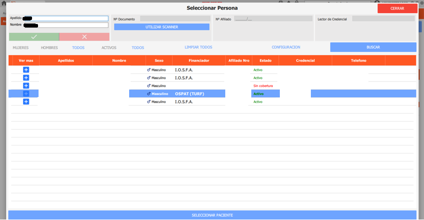 seleccionar paciente