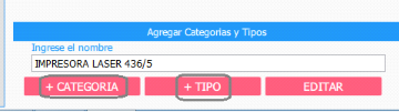 agrgar categorias y tipos