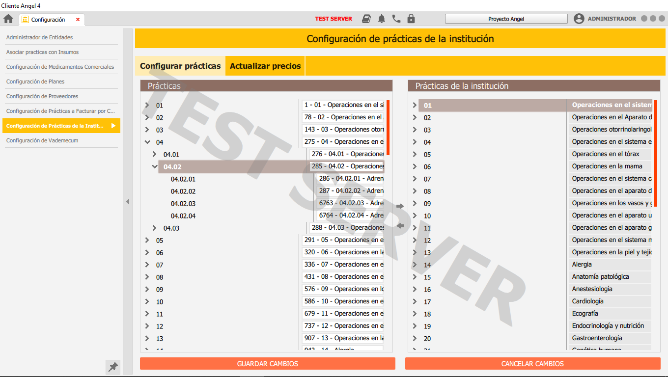 seleccionar práctica a agregar y guardar cambios