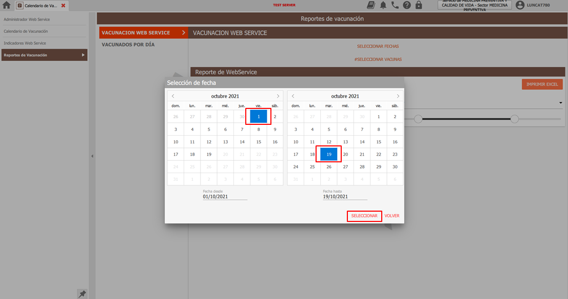seleccionar fechas