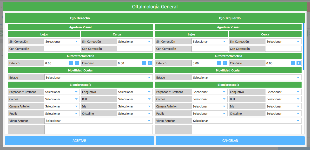 ficha de oftalmología general