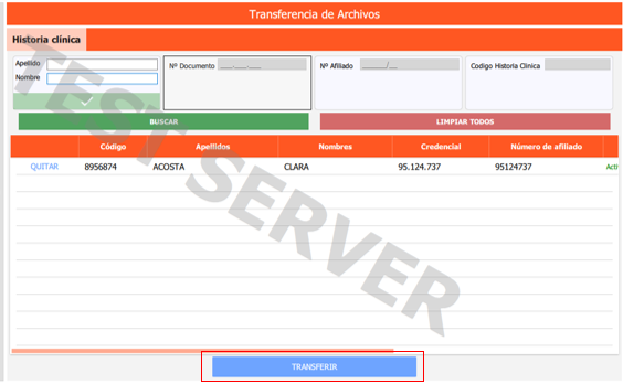 seleccionamos "transferir"