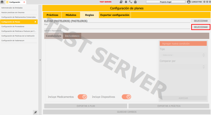 seleccionar practica