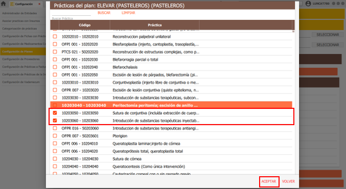 tildar practicas y aceptar