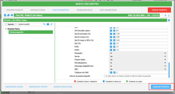 guardar eventos