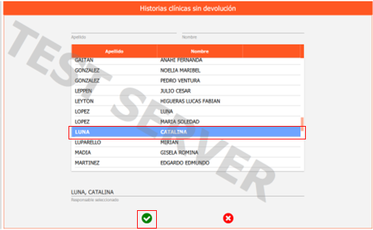 seleccionar responsable