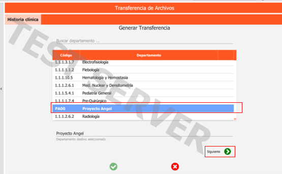 seleccionar departamento y la flecha