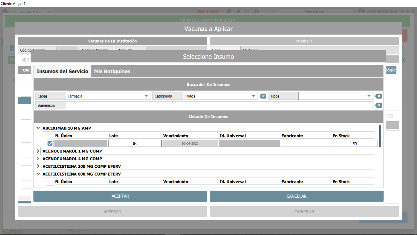 seleccionar insumo y hacer click en agregar