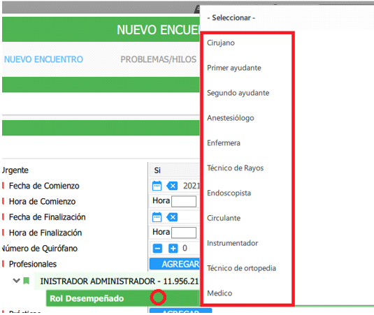 rol desempeñado