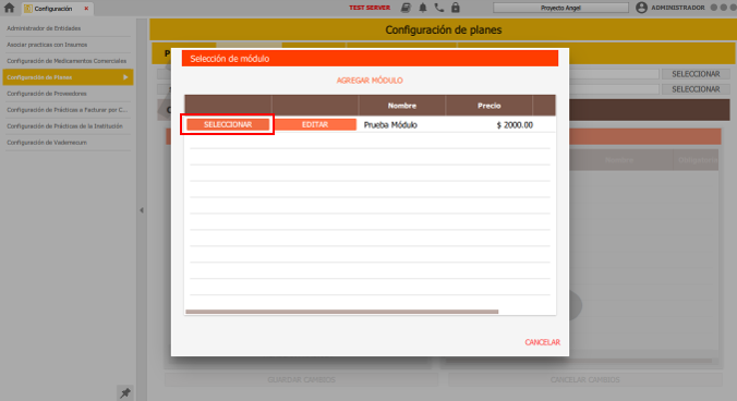 seleccionamos el modulo
