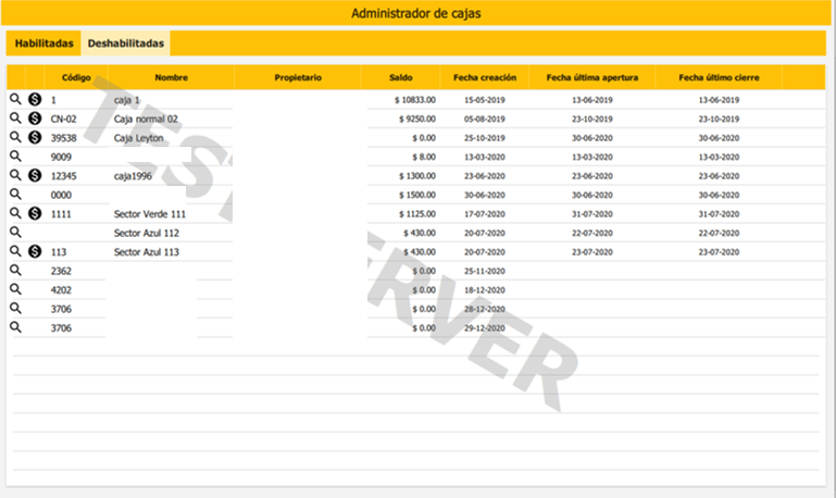 cajas deshabilitadas