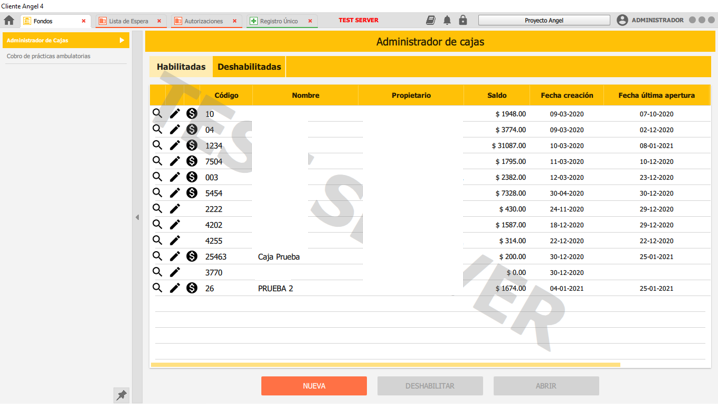 administrador de cajas