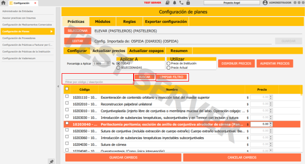 busqueda por codigo o descripcion